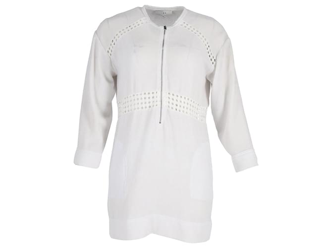 IRO Minikleid mit perforiertem Detail und Reißverschluss vorne aus weißem Polyester  ref.951905
