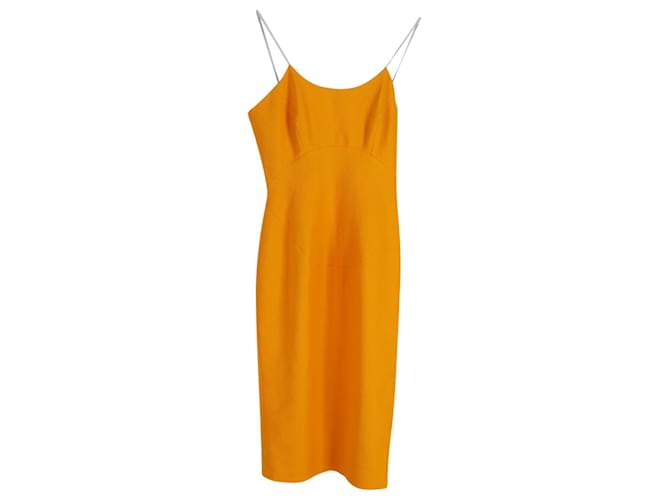 Victoria Beckham Spaghetti Strap Dress in Yellow Cotton  ref.951928