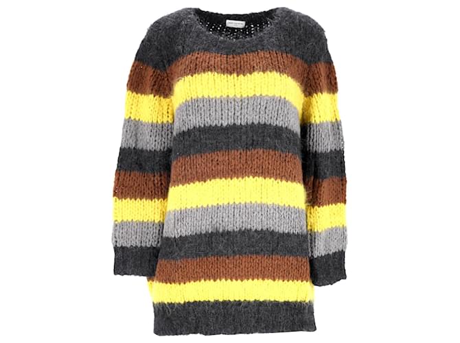 Dries Van Noten Striped Sweater in Multicolor Merino Wool Multiple colors  ref.951938