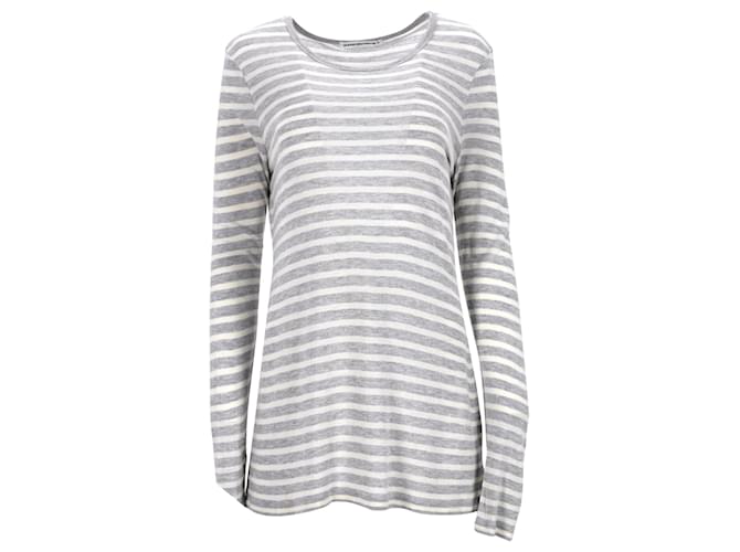 Alexander Wang Striped Long Sleeve T-Shirt in Grey Polyester Multiple colors  ref.951947