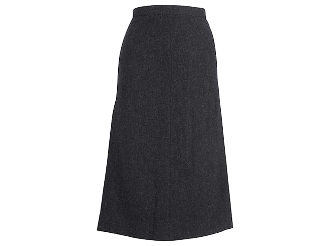 Joseph Herringbone Midi Skirt in Grey Wool   ref.951959
