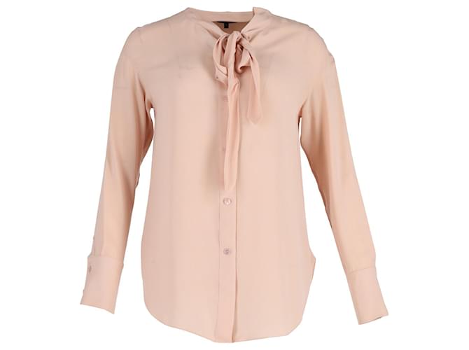 Theory Tie Neck Blouse in Pink Silk  ref.951960