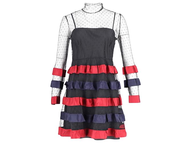 Red Valentino Polkadot Trimmed Dress in Multicolor Polyester Multiple colors  ref.951976