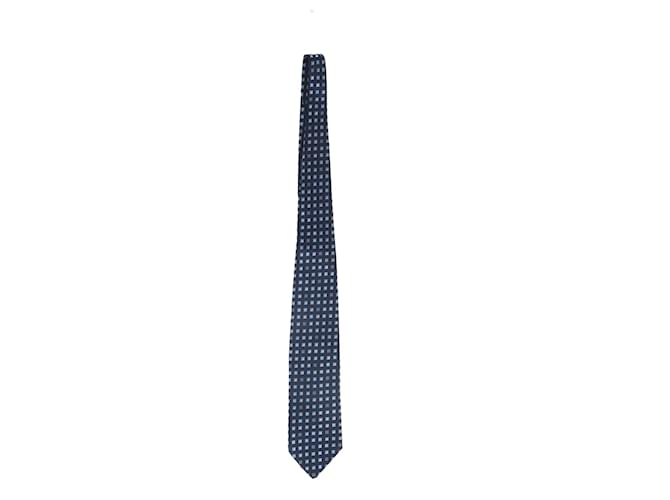 Corbata con estampado cuadrado en seda azul de Givenchy  ref.951981