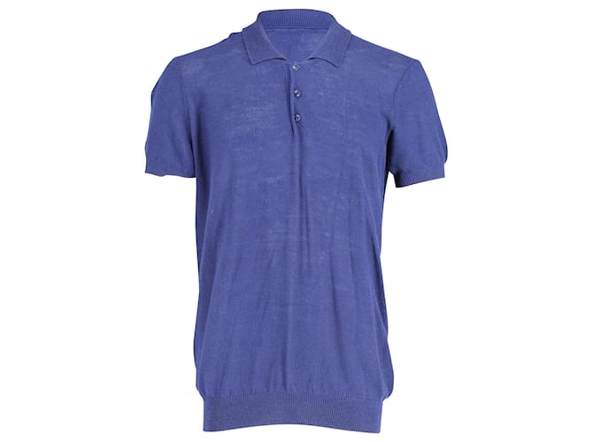 Apc a.P.C. Knitted Polo Shirt in Blue Viscose Navy blue Cellulose fibre  ref.951988