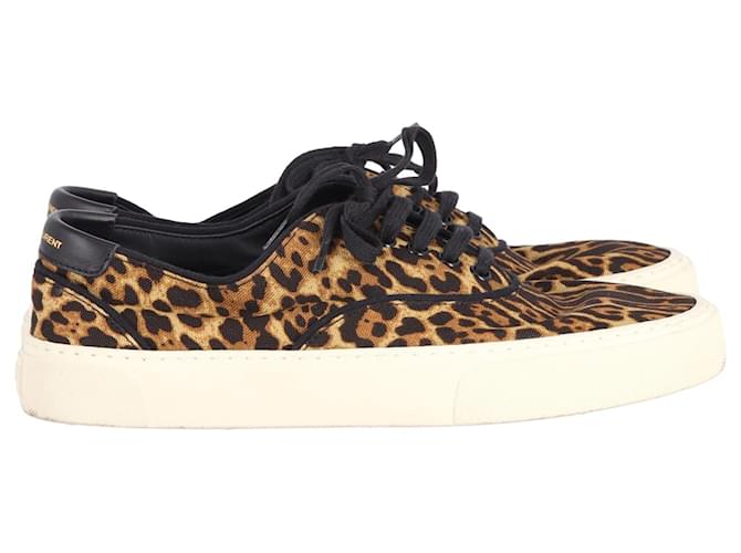 Saint Laurent Venice Leather-Trimmed Sneakers in Animal Print Canvas  Cloth  ref.951999