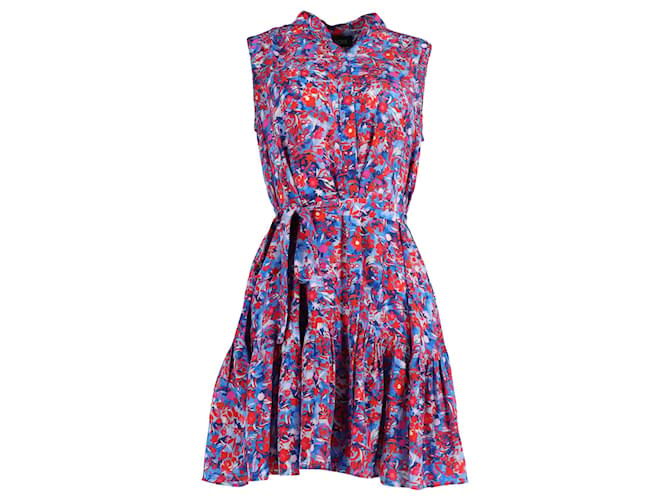 Autre Marque Saloni Tilly Belted Sleeveless Mini Dress in Multicolor Silk  ref.952004