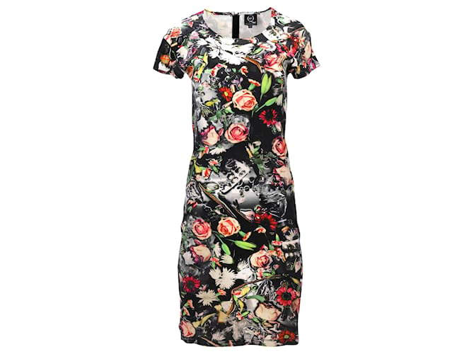 McQ by Alexander McQueen Floral Printed Fitted Mini Dress in Multicolor Cotton Multiple colors  ref.952019