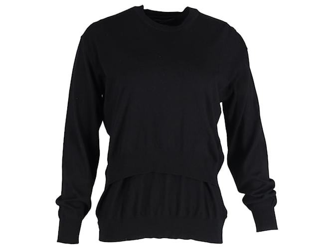 Alexander Wang Sweatshirt mit Rundhalsausschnitt und überlappender Rückseite aus schwarzer Baumwolle  ref.952028