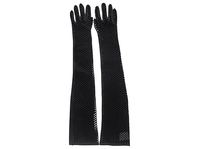 Versace Cutout-Handschuhe aus schwarzem Leder  ref.952031
