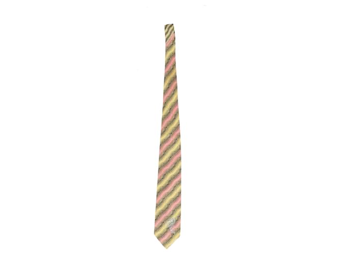 Cravate imprimée Versace en soie jaune  ref.952039