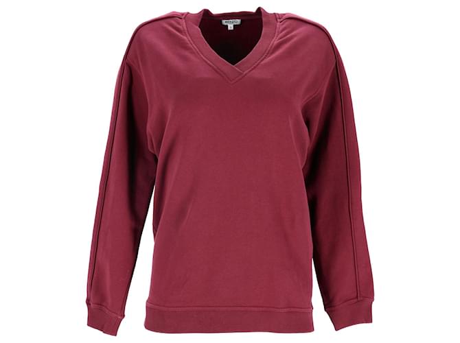 Kenzo Back Logo Sweater in Burgundy Cotton Dark red  ref.952055