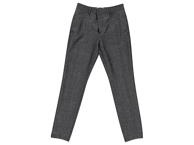 Saint Laurent Hose in Grau Laine Schwarz Wolle  ref.952060