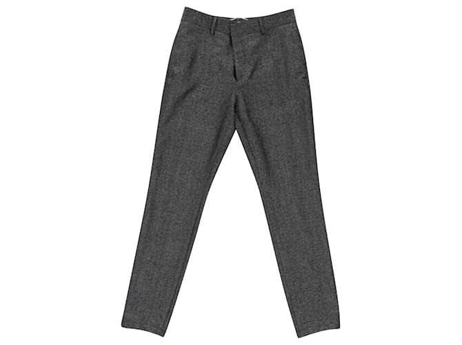 Saint Laurent Trousers in Grey Laine Black Wool  ref.952060