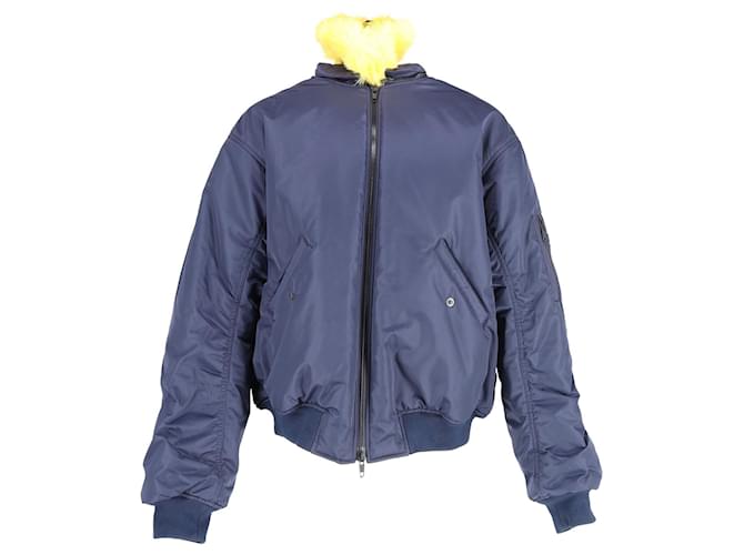 Balenciaga Hooded Bomber Jacket in Blue Polyester ref.952076