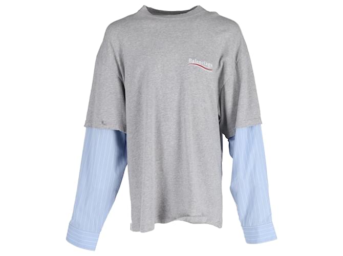 Balenciaga Political Campaign Layered T-Shirt in Grey Cotton  ref.952078
