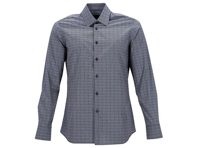 Prada-Muster-Hemd mit Knöpfen aus blauer Baumwolle  ref.952080