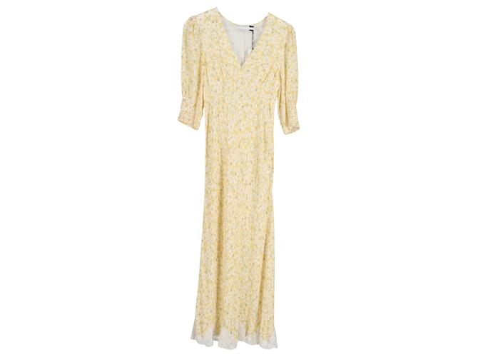 Autre Marque Rixo Zadie Lemon Daisy Chain Midi Dress in Yellow Viscose Cellulose fibre  ref.952085