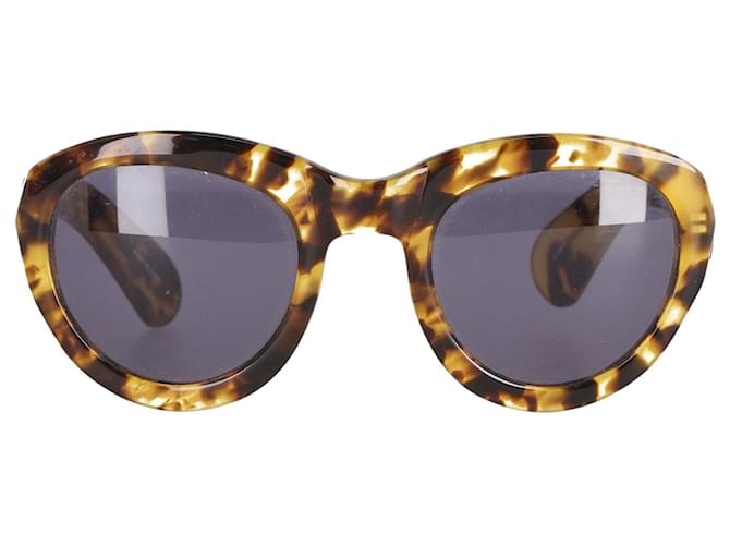 Linda Farrow x Dries Van Noten Óculos de sol tartaruga em acetato marrom Fibra de celulose  ref.952092