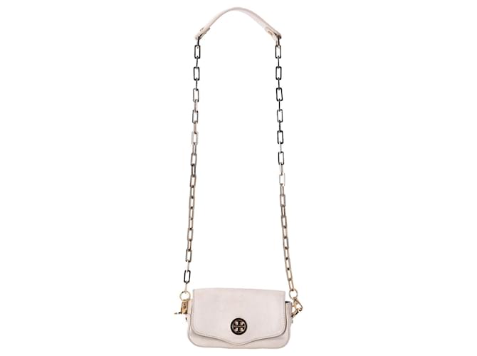 Tory Burch Chain Strap Flap Mini Bag in Cream Leather White  ref.952100
