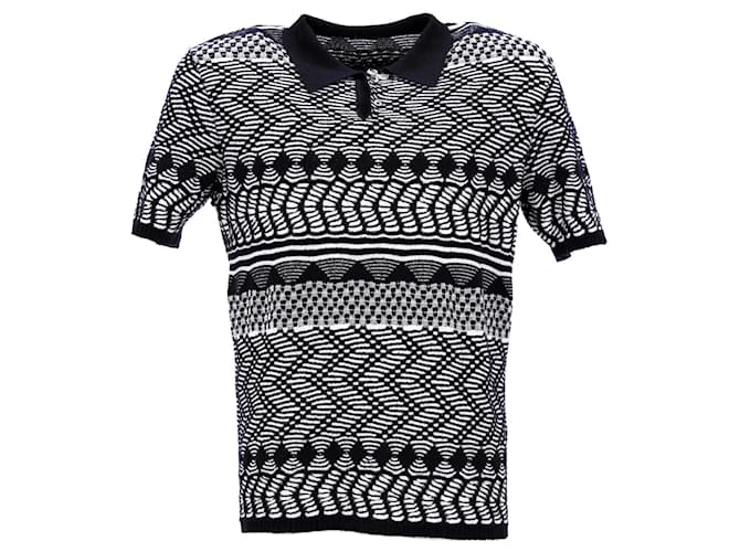 Missoni Pattern Polo Shirt in Black and White Cotton  ref.952104