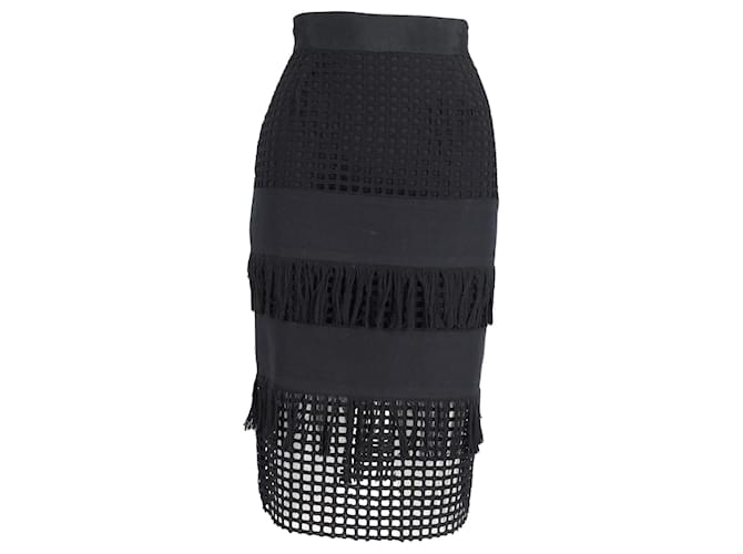 Roseanna Sea New York Cutout Accent Knee-Length Skirt in Black Cotton  ref.952118