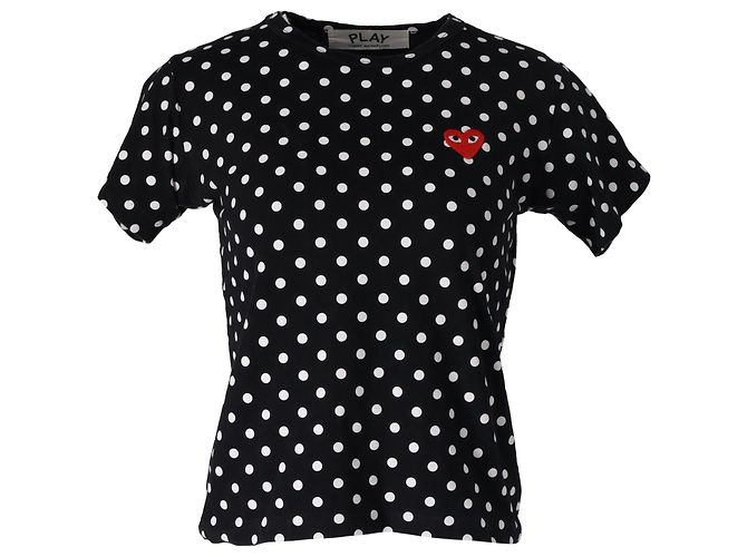 Comme Des Garcons Comme des Garçons PLAY Camiseta com emblema de coração de bolinhas em algodão preto