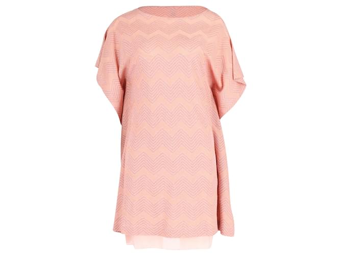 M Missoni Chevron Pattern Knit Kaftan in Pink Polyester Peach  ref.952145