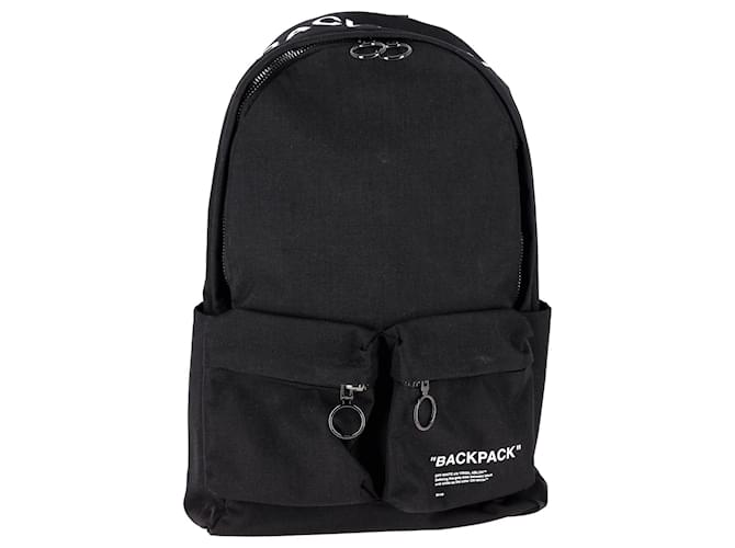 OFF-WHITE Quote Backpack Canvas Black WhiteOFF-WHITE Quote