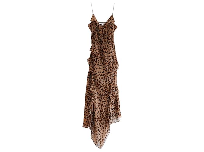 Veronica Beard Avenel vestido de seda con estampado de leopardo Castaño  ref.952212