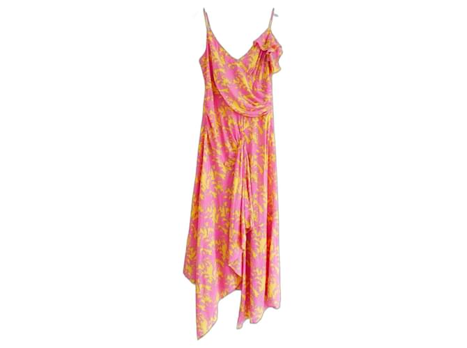Diane Von Furstenberg Irene dress Pink Yellow Silk Viscose  ref.952215