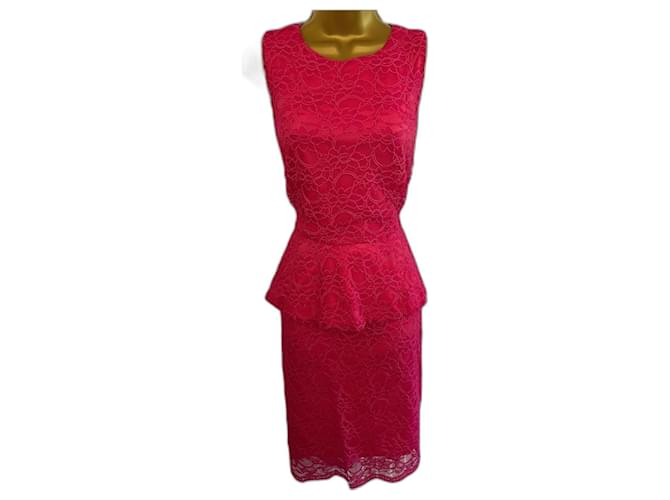 Joseph Ribkoff Damen Vintage-Kleid mit Schößchen aus Spitze in Rosa UK 10 US 6 EU 38 Pink  ref.952216