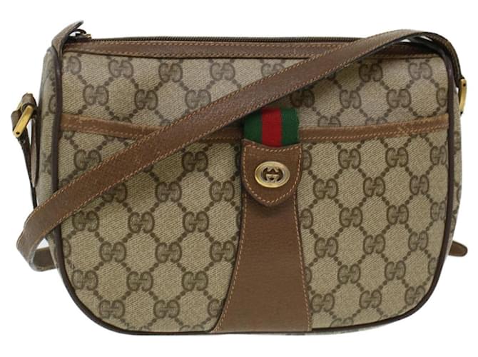 GUCCI GG Canvas Web Sherry Line Shoulder Bag Beige Red 89.02.032 auth 44256  ref.952300