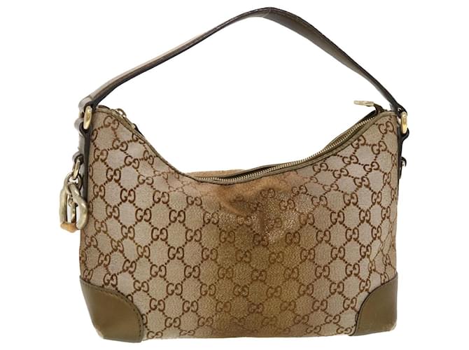 GUCCI GG Canvas Bamboo Shoulder Bag Gold 269959 Auth 43302 Golden Cloth  ref.952311