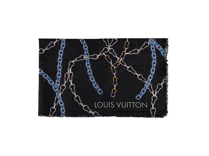 Écharpe à imprimé chaîne multicolore Louis Vuitton Noir  ref.952326