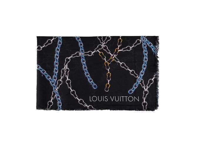 Sciarpa stampa catena multicolor Louis Vuitton Nero