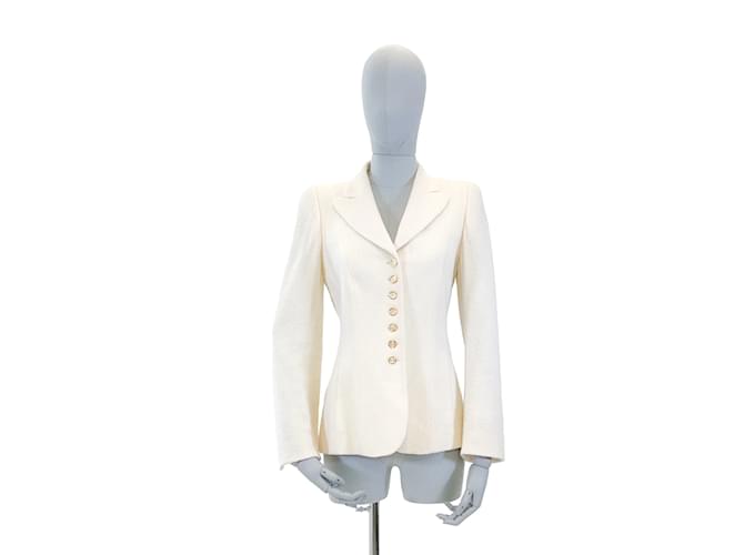 ESCADA フード付きジャケット 36 クリーム ESCADA Jackets FR 36 WOOL White ref.952419 - Joli Closet