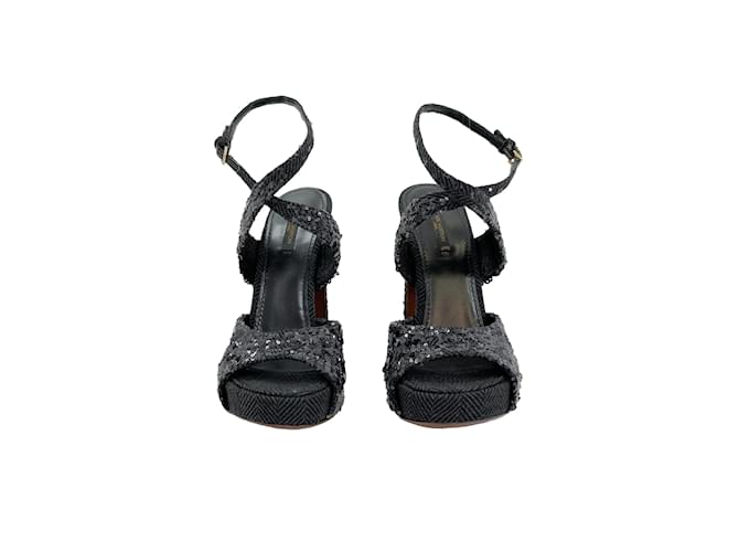 LOUIS VUITTON Sandalen EU 41 Funkeln Grau  ref.952507