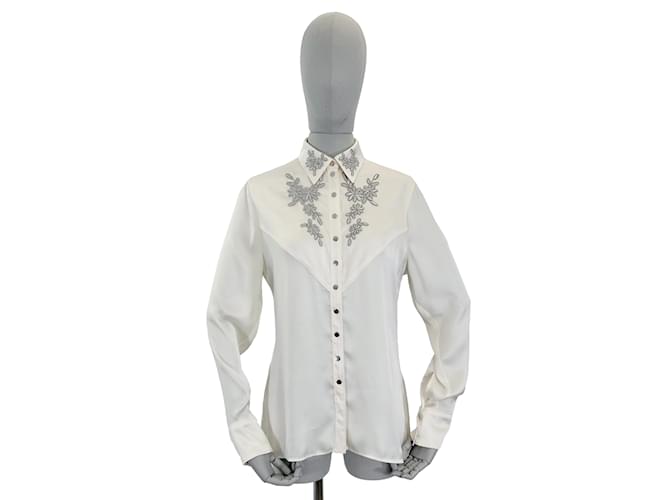 PACO RABANNE Top FR 40 poliestere Bianco  ref.952557