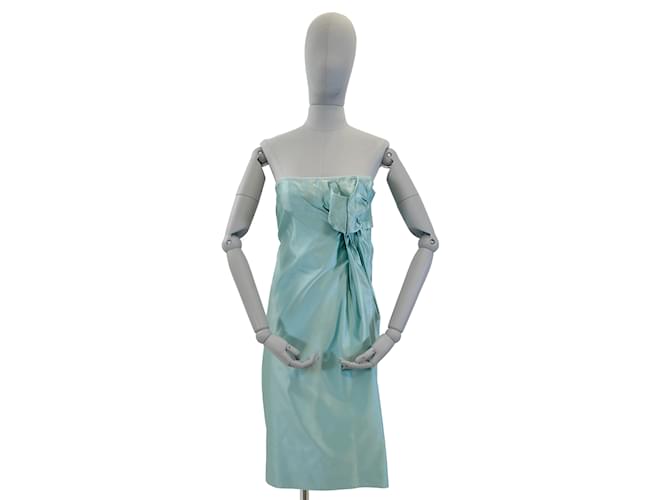Robes PRADA IT 42 silk Soie Turquoise  ref.952571