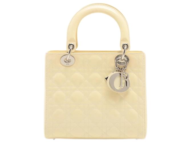 Lady Dior in Beige Cannage Patent leather 2-way  ref.952578