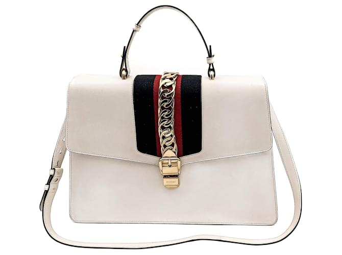 Gucci Sylvie Maxi Leather White Bag  ref.952607