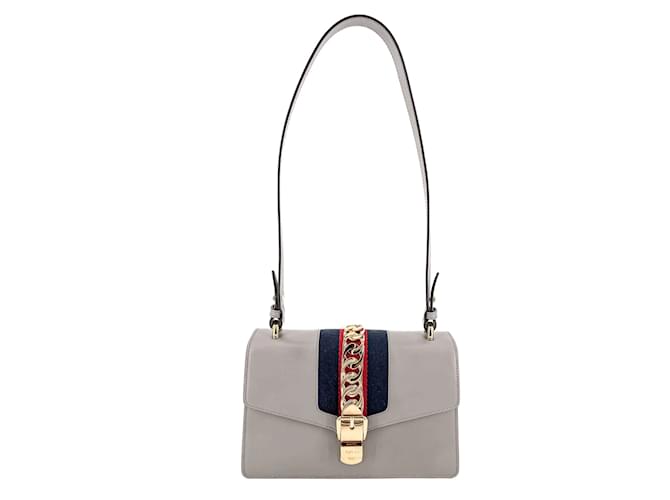 Gucci Sylvie Small Leather Grey Bag  ref.952609