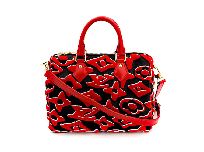 Louis Vuitton Speedy Bandoulière 30 Monogram Urs Fischer Bag Red Cloth  ref.952617
