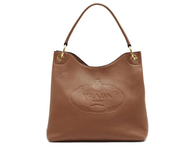 Prada Vitello Phenix Leather One Shoulder Brown ref.952645 - Joli Closet