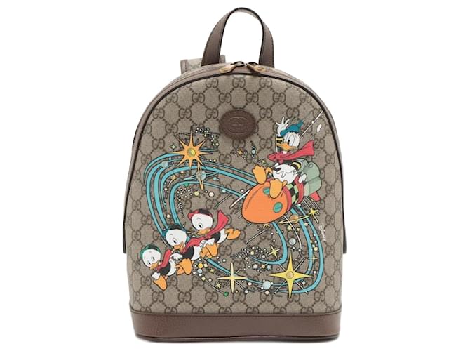 Disney x Gucci Donald Duck Backpack Brown Cloth  ref.952695