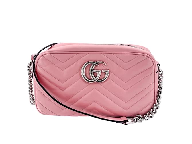 Gucci Bolsa transversal GG rosa claro Marmont couro matelassê  ref.952703