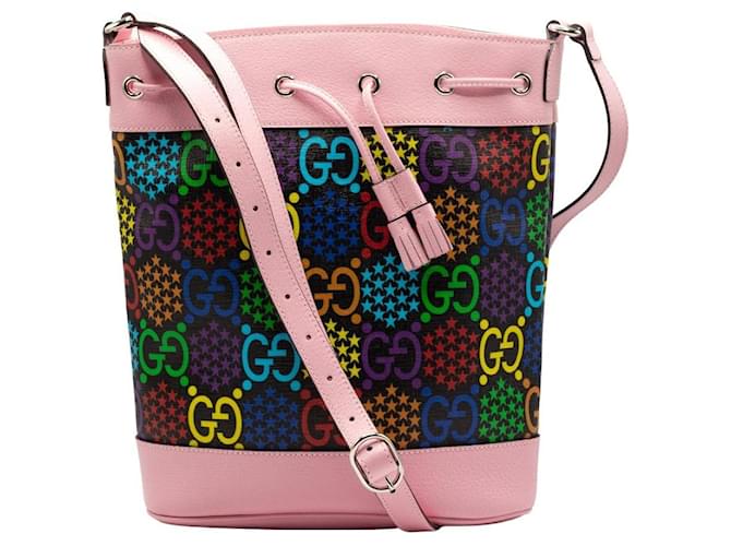 Gucci GG Supreme Monogram Psychedelic Bucket Bag Pink Cloth  ref.952711