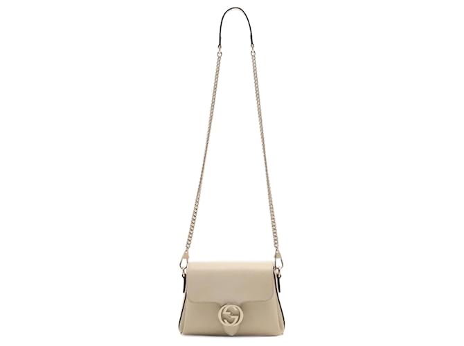 Gucci Interlocking GG Leather Chain Shoulder Bag Beige  ref.952724