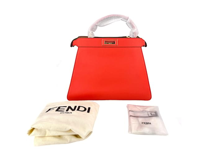 Fendi Peekaboo ISeeU Medium Leather Beige & Orange 2-Way Top-handle Multiple colors  ref.952734